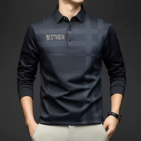 Modern Grid Long Sleeve Polo